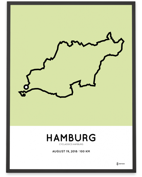 2018 Cyclassics hamburg 100km strecke map print