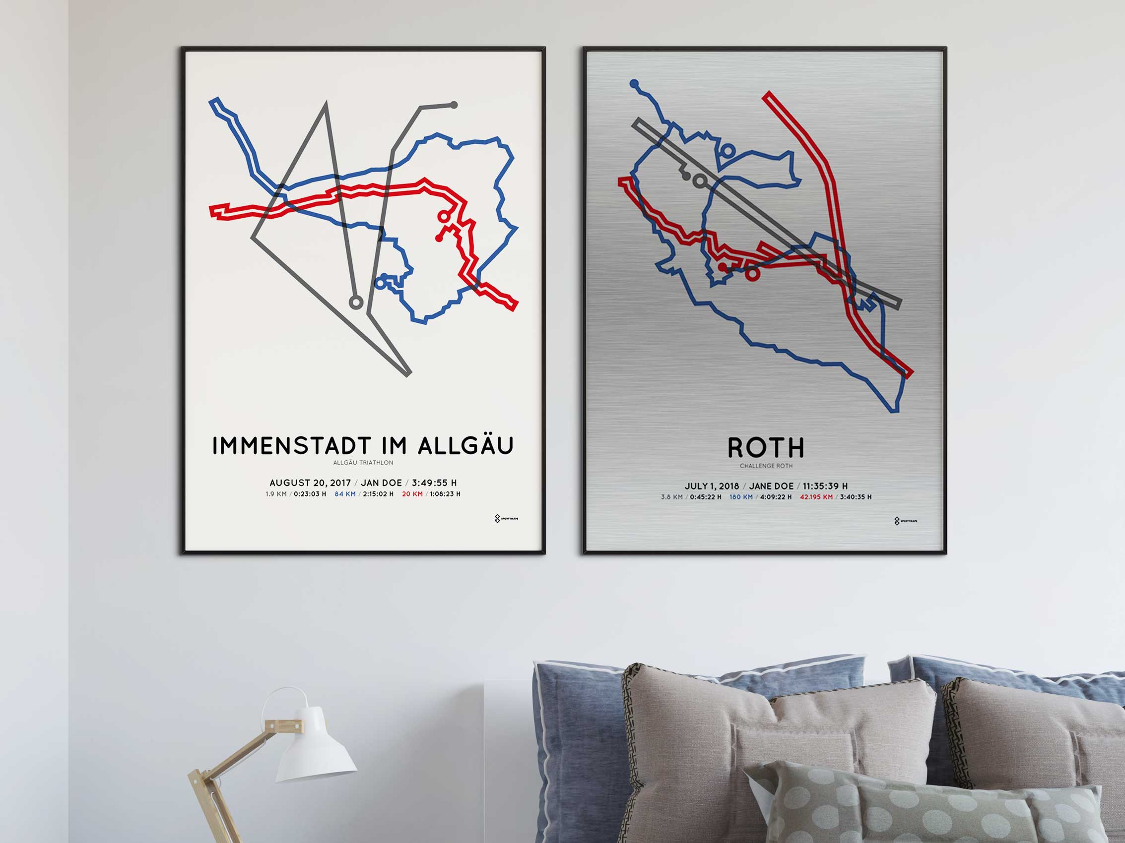 Sportymaps ironman triathlon course posters