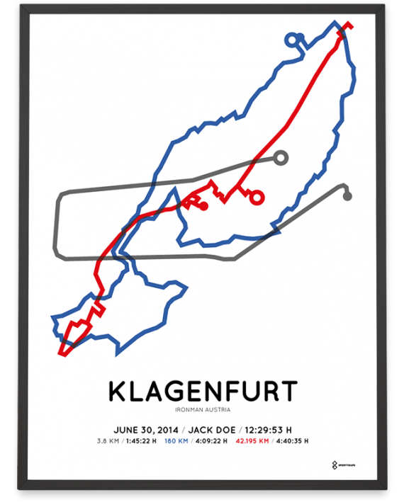 2014 Ironman Austria Klagenfurt strecke map poster