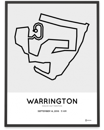 2018 Warrington English half marathon 5km route map poster