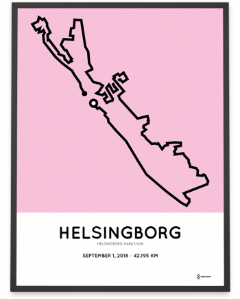2018 Helsingborg marathon course print