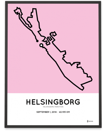 2018 Helsingborg marathon course print