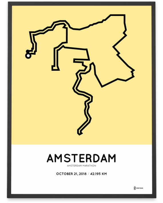 2018 Amsterdam marathon parcours poster