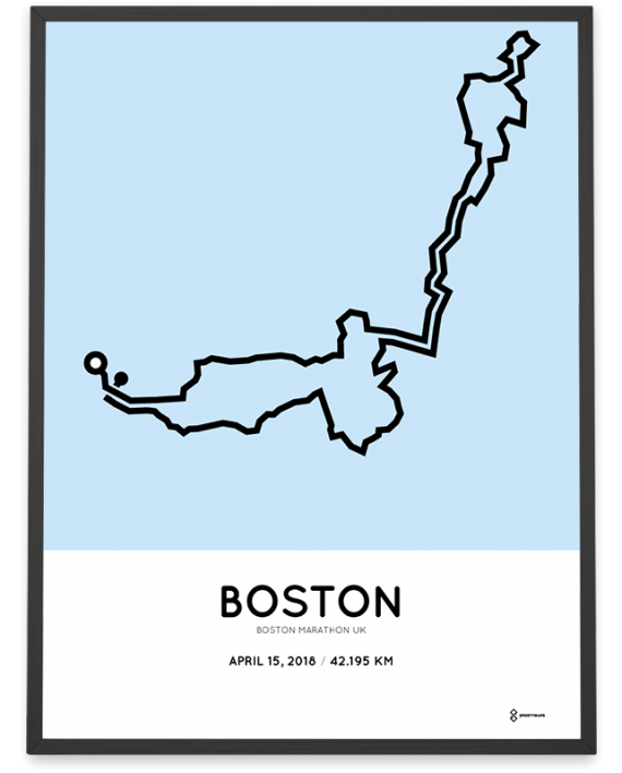 2018 Boston marathon UK route map poster