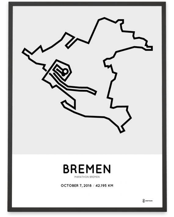 2018 Bremen marathon strecke map sportymaps print