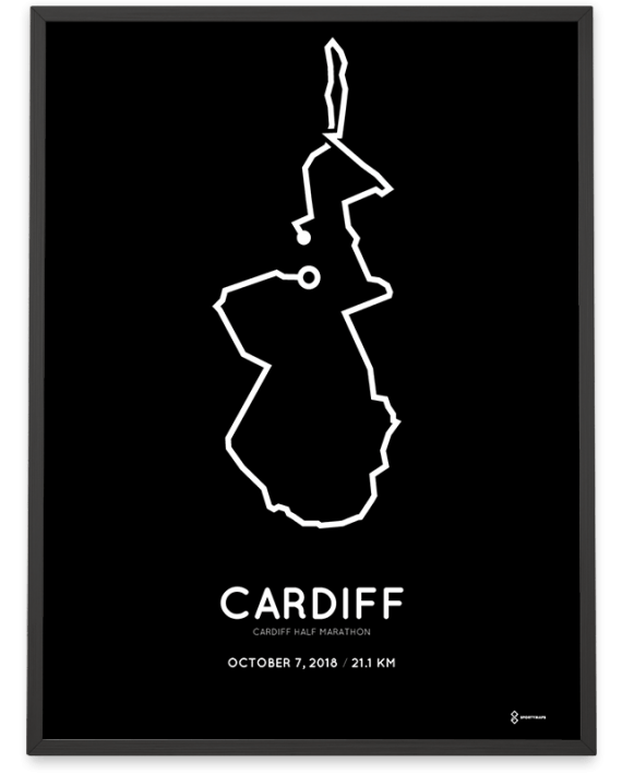 2018 Cardiff half marathon route map poster