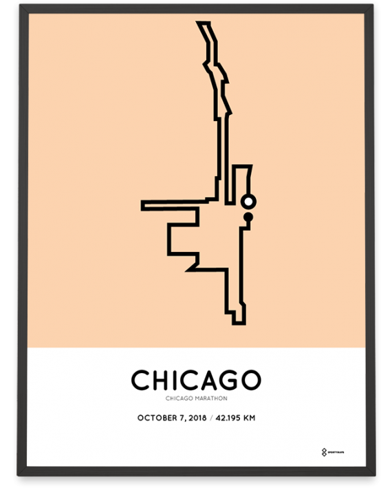 2018 Chicago marathon course sportymaps poster
