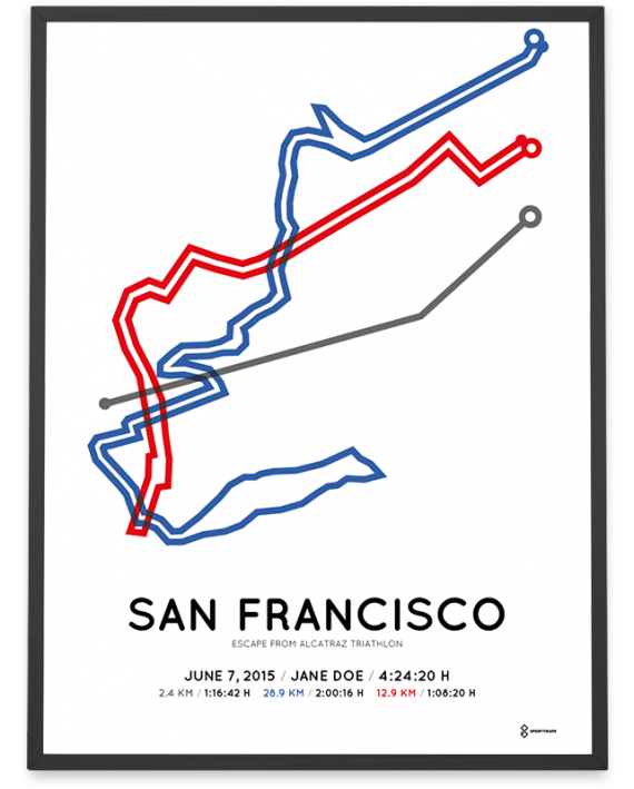 2015 Escape from Alcatraz triathlon course poster