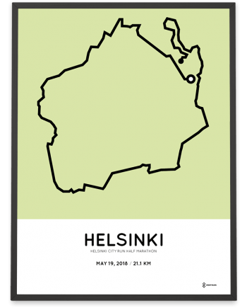 2018 Helsinki city run half marathon course print