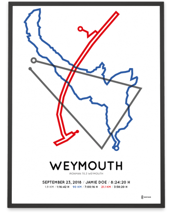 2018 Ironman 70.3 weymouth routemap poster