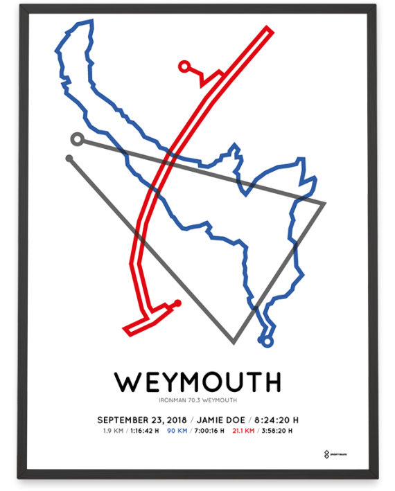 2018 Ironman 70.3 weymouth routemap poster