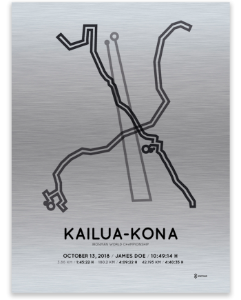 2018 Ironman Kona aluminum route map print sportymaps