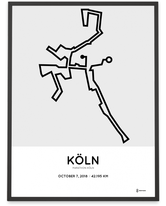 2018 Koeln marathon strecke map poster