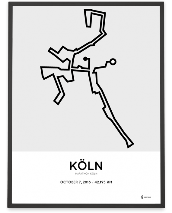 2018 Koeln marathon strecke map poster