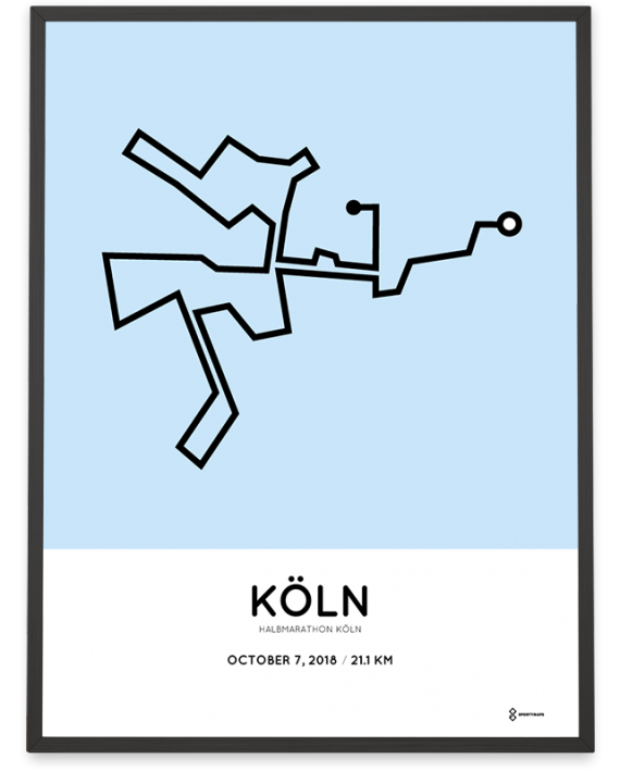 2018 Koeln half marathon strecke map poster