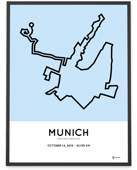 2018 Muenchen marathon strecke map poster