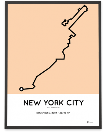 2004 NYC marathon route map poster sportymaps