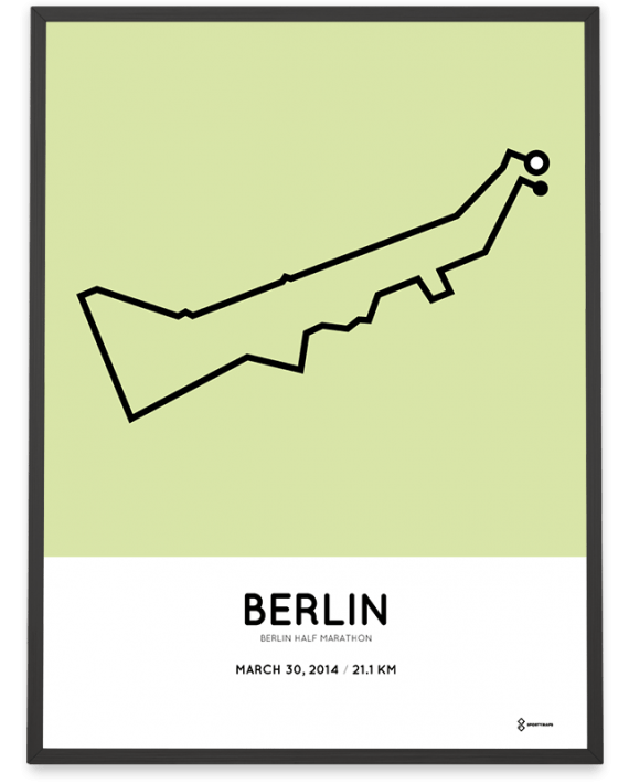 2014 Berlin halbmarathon strecke map poster