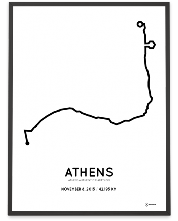 2015 Athens authentic marathon coursemap poster
