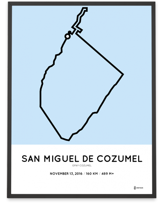 2016 GFNY Cozumel 160km cycling course sportymaps print