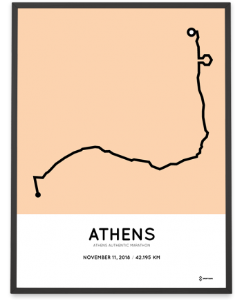 2018 Athens authentic marathon coursemap poster