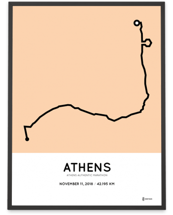 2018 Athens authentic marathon coursemap poster