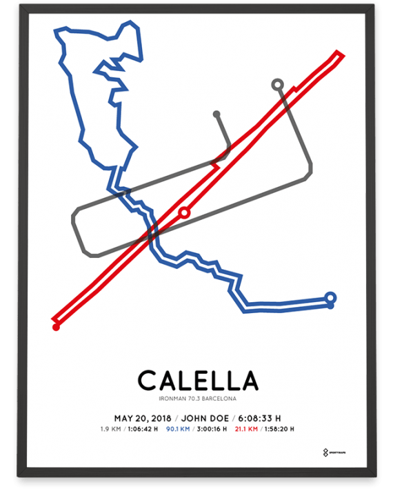 2018 Ironman 70.3 Barcelona course map poster