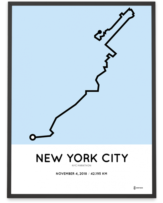 2018 NYC marathon course sportymaps poster