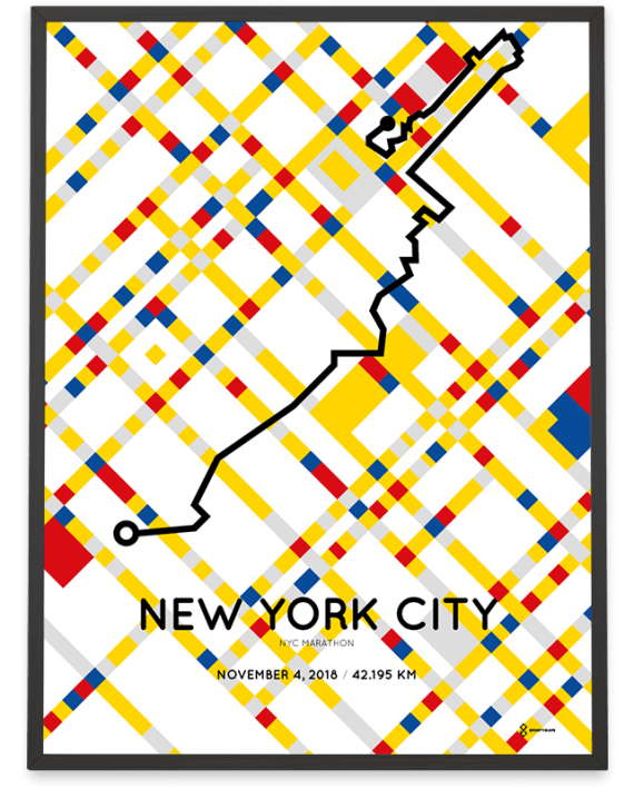 2018 NYC marathon special Mondriaan edition course poster