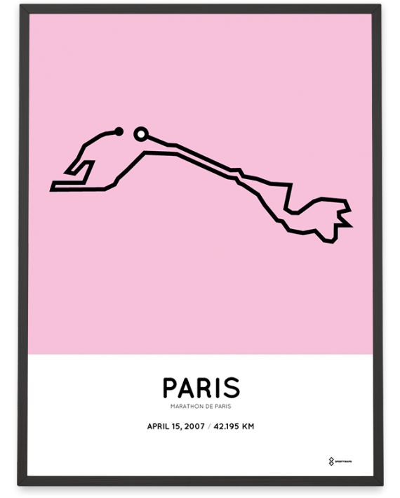 2007 Paris Marathon course sportymaps poster