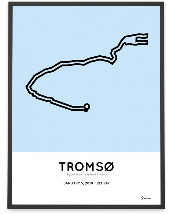 2019 Tromso Polar night halfmarathon course poster