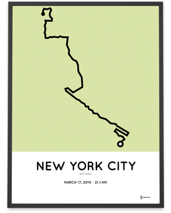 2019 NYC half mararthon course map print