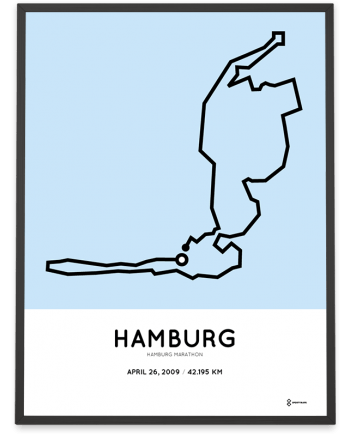 2009 Hamburg marathon coursemap print