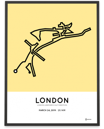 2019 London Landmarks half marathon course print