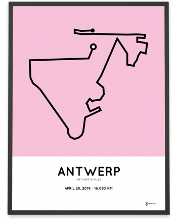 2019 Antwerp 10 miles route map poster