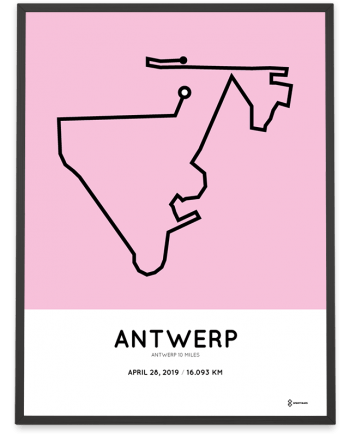 2019 Antwerp 10 miles route map poster