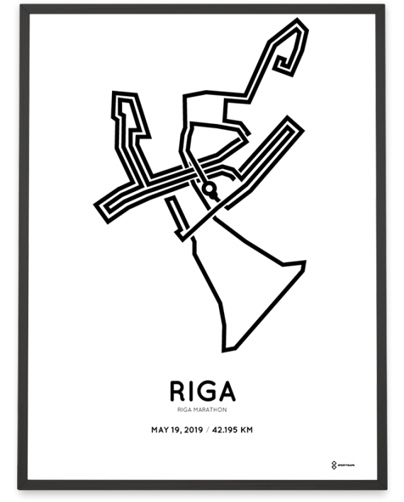 2019 Riga marathon routemap print