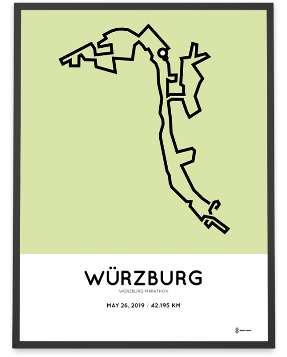 2019 Würzburg marathon course print
