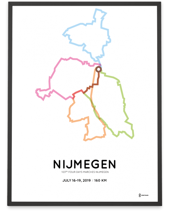 2019 Vierdaagse nijmegen 160km parcours poster