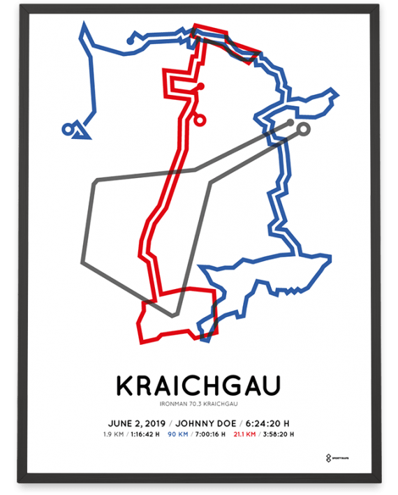 2019 Ironman 70.3 Kraichgau routemap print
