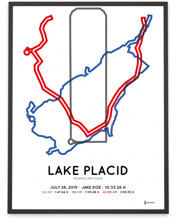 2019 Ironman Lake Placid routemap sportymaps poster