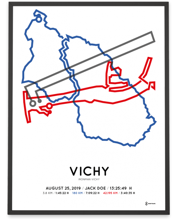 2019 Ironman Vichy routemap print by Sportymaps