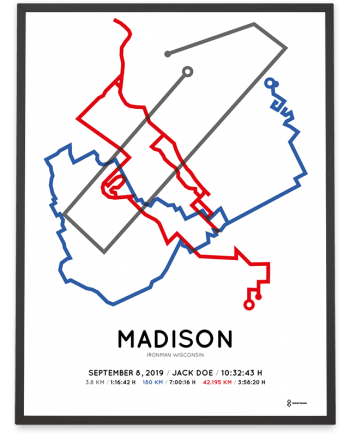 2019 Ironman Wisconsin coursemap poster