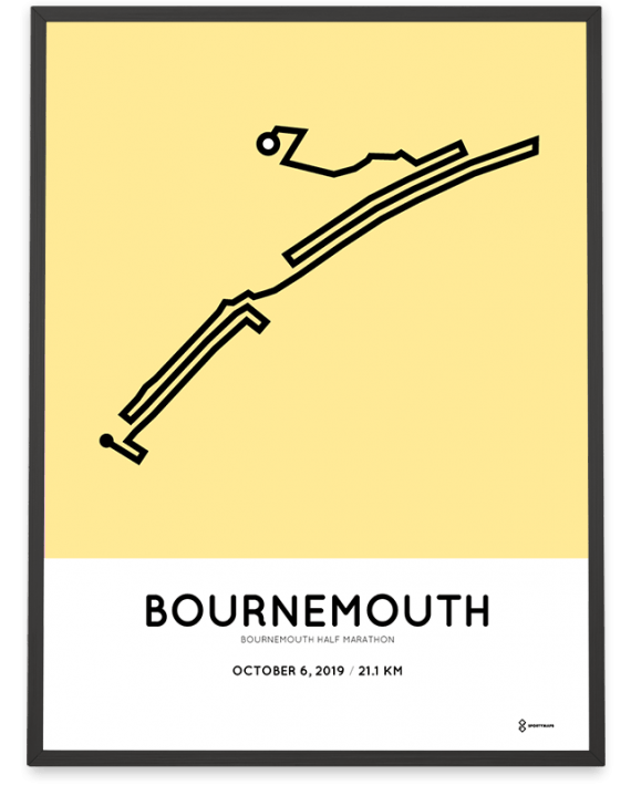 2019 Bournemouth half marathon coursemap poster Sportymaps