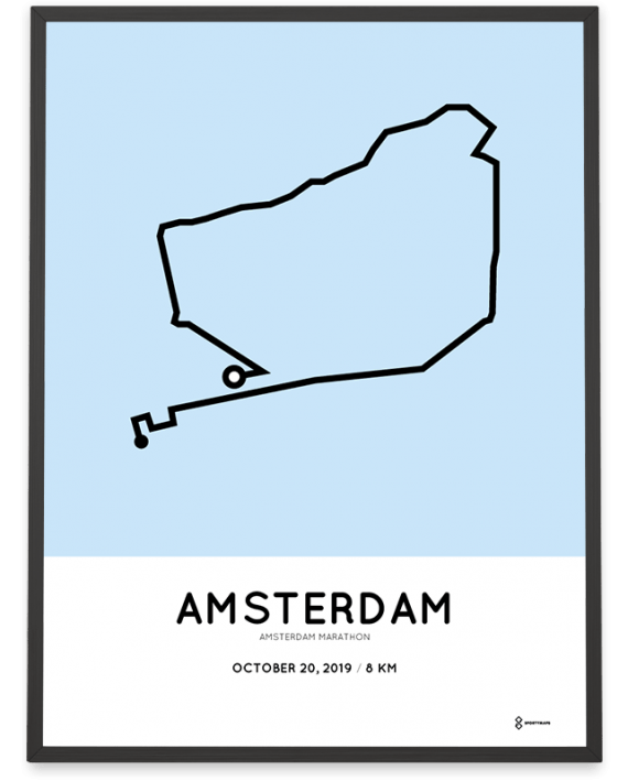2019 Amsterdam marathon 8km parcours print
