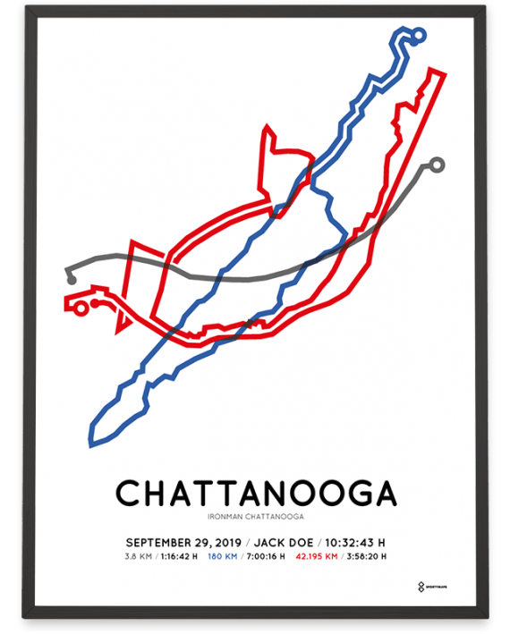 2019 Ironman Chattanooga routemap poster