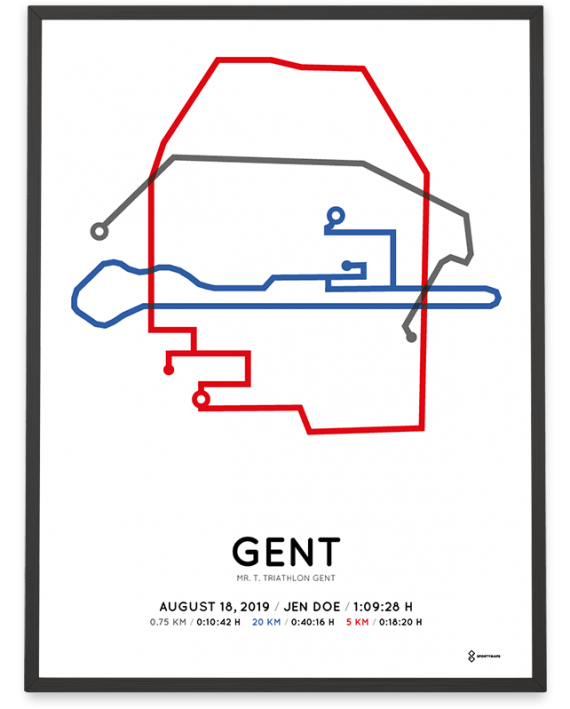 2019 Mr T triathlon Gent route poster