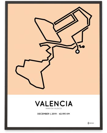 2019 Valencia marathon course poster sportymaps