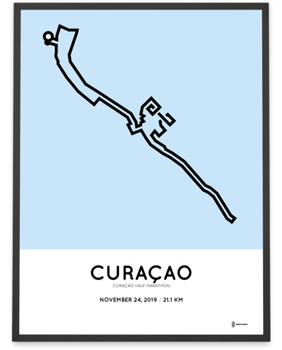 2019 Curacao half marathon routemap poster