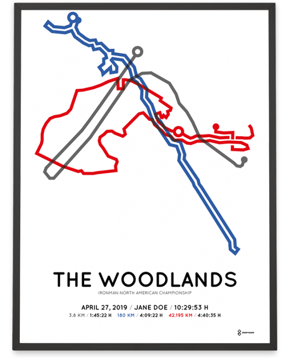 2019 Ironman Texas course poster Sportymaps